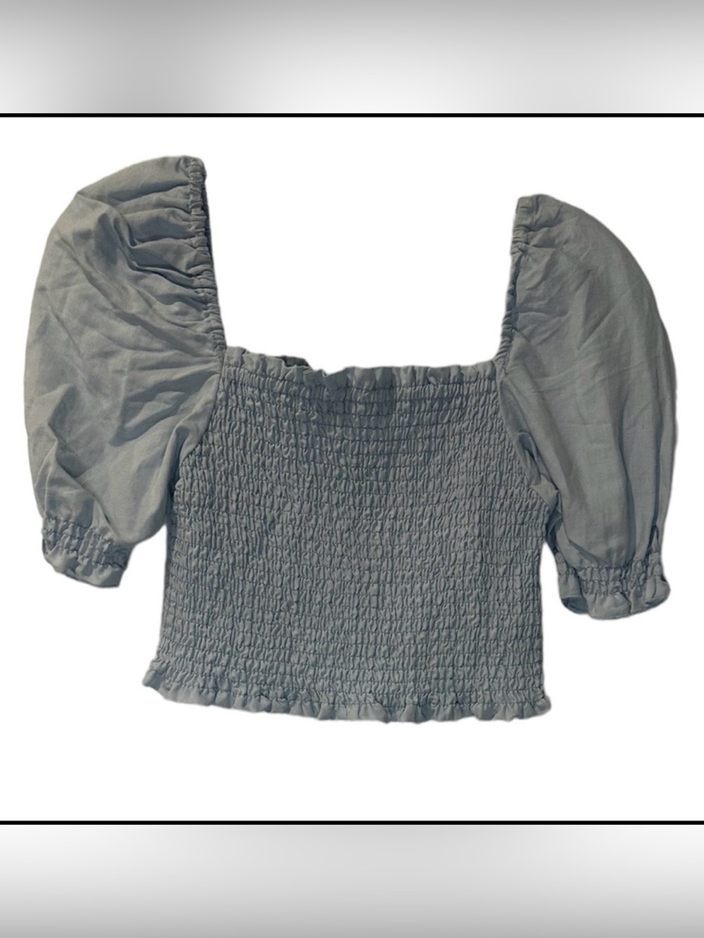 BlankNYC Smocked Linen Blend Crop Top Light Blue Size XS NEW with Tag